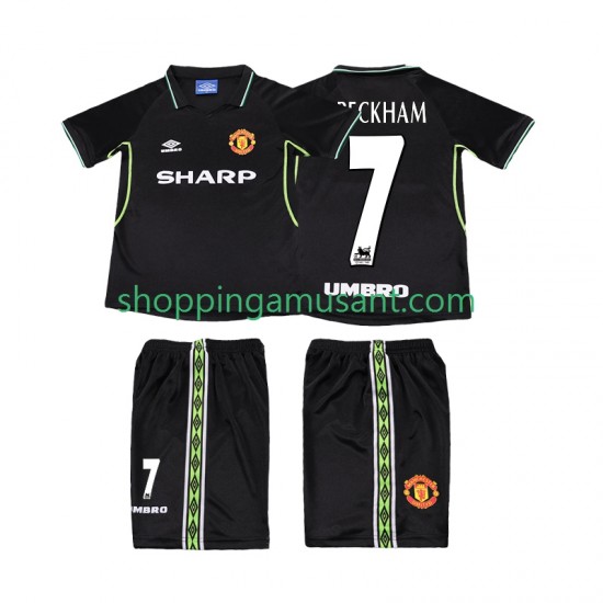 Maillot de Foot Manchester United Beckham 7 Rétro Enfant Neutre 1999 1998 Manche Courte