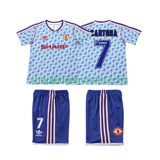 Maillot de Foot Manchester United CANTONA 7 1990 1992 Rétro Enfant Extérieur Manche Courte