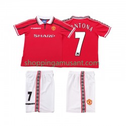 Maillot de Foot Manchester United CONTONA 7 Rétro Enfant Domicile 1999 1998 Manche Courte