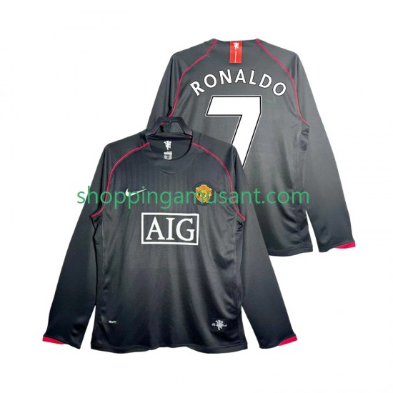 Maillot de Foot Manchester United Critstiano Ronaldo 7 2007 Rétro Homme Extérieur 2008 Manche Longue