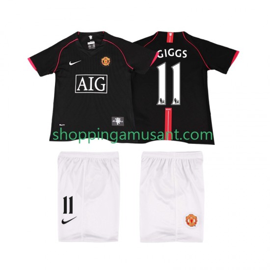 Maillot de Foot Manchester United GIGGS 11 2007 Rétro Enfant Extérieur 2008 Manche Courte