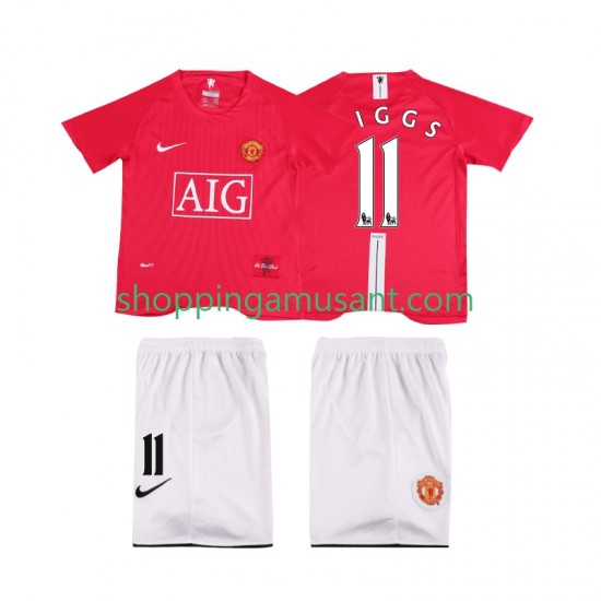 Maillot de Foot Manchester United GIGGS 11 Premier League 2007 Rétro Enfant Domicile 2008 Manche Courte