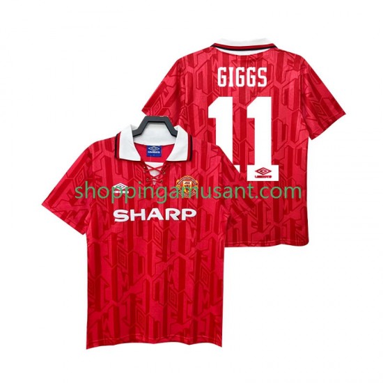 Maillot de Foot Manchester United GIGGS 11 1992 Rétro Homme Domicile 1994 Manche Courte