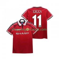 Maillot de Foot Manchester United GIGGS 11 Rétro Homme Domicile 1999 1998 Manche Courte