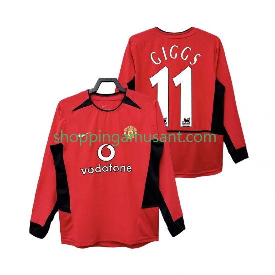 Maillot de Foot Manchester United GIGGS 11 Rétro Homme Domicile 2004 2002 Manche Longue