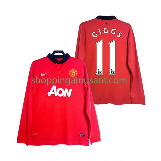 Maillot de Foot Manchester United GIGGS 11 2013 2014 Rétro Homme Domicile Manche Longue