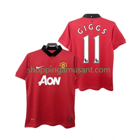 Maillot de Foot Manchester United GIGGS 11 2013 2014 Rétro Homme Domicile Manche Courte