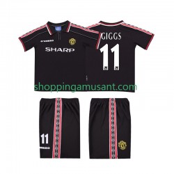 Maillot de Foot Manchester United GIGGS 11 Rétro Enfant Extérieur 1999 1998 Manche Courte