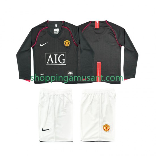 Maillot de Foot Manchester United 2007 Rétro Enfant Extérieur 2008 Manche Longue