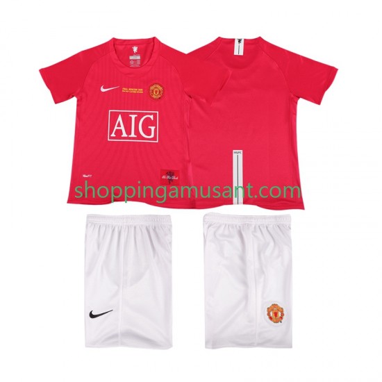 Maillot de Foot Manchester United Champions League 2007 Rétro Enfant Domicile 2008 Manche Courte