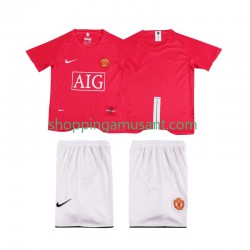 Maillot de Foot Manchester United Premier League 2007 Rétro Enfant Domicile 2008 Manche Courte