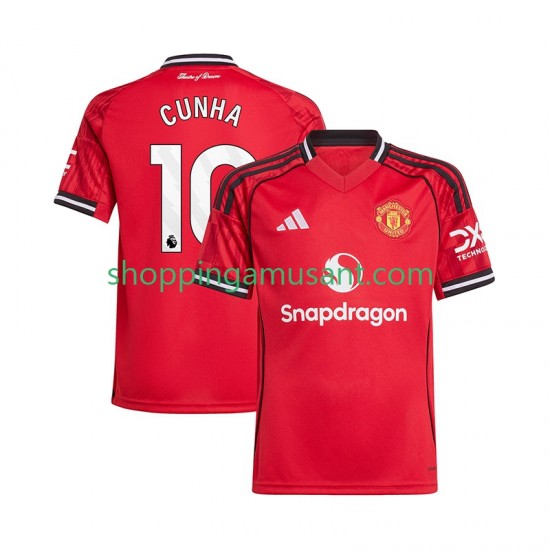 Maillot de Foot Manchester United Matheus Cunha 10 Homme Domicile 2025-2026 Manche Courte