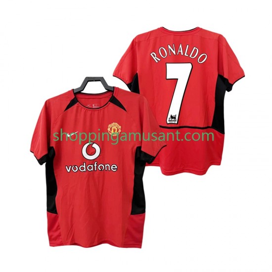 Maillot de Foot Manchester United RONALDO 7 Rétro Homme Domicile 2004 2002 Manche Courte