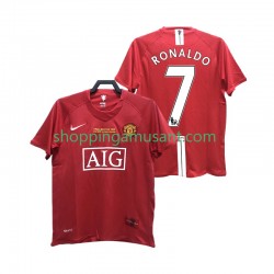 Maillot de Foot Manchester United RONALDO 7 2007 Rétro Homme Domicile 2008 Manche Courte