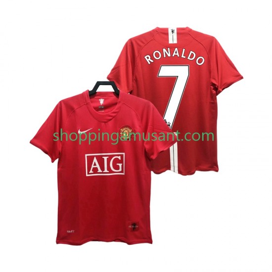 Maillot de Foot Manchester United RONALDO 7 Premier League 2007 Rétro Homme Domicile 2008 Manche Courte