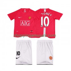 Maillot de Foot Manchester United ROONEY 10 Premier League 2007 Rétro Enfant Domicile 2008 Manche Courte