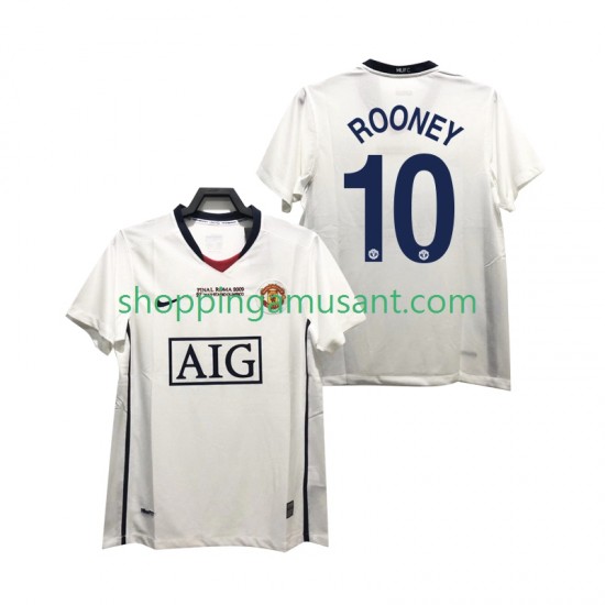 Maillot de Foot Manchester United ROONEY 10 Champions League 2009 Rétro Homme Extérieur 2008 Manche Courte