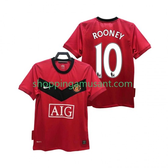 Maillot de Foot Manchester United ROONEY 10 2009 Rétro Homme Domicile 2010 Manche Courte
