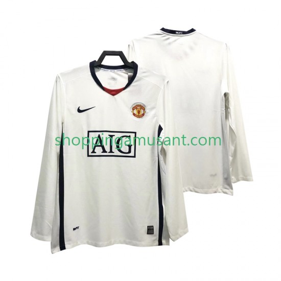 Maillot de Foot Manchester United Premier League 2009 Rétro Homme Extérieur 2008 Manche Longue
