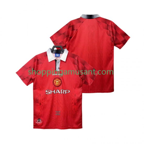 Maillot de Foot Manchester United 1996 1997 Rétro Homme Domicile Manche Courte