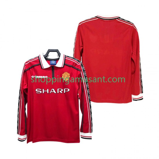 Maillot de Foot Manchester United Rétro Homme Domicile 1999 1998 Manche Longue