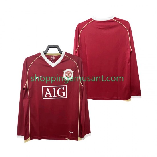 Maillot de Foot Manchester United 2007 Rétro Homme Domicile 2006 Manche Longue