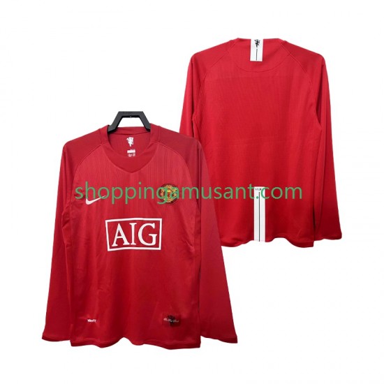 Maillot de Foot Manchester United 2007 Rétro Homme Domicile 2008 Manche Longue