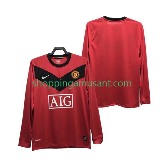 Maillot de Foot Manchester United 2009 Rétro Homme Domicile 2010 Manche Longue