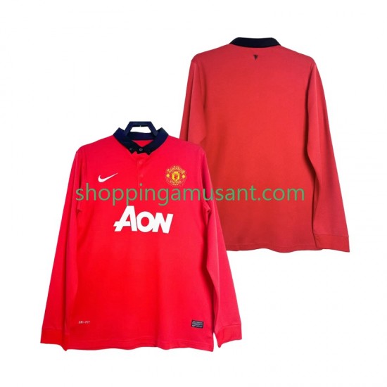 Maillot de Foot Manchester United 2013 2014 Rétro Homme Domicile Manche Longue