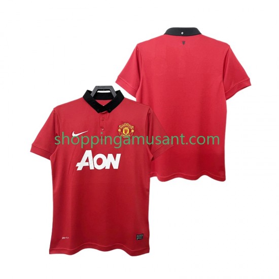 Maillot de Foot Manchester United 2013 2014 Rétro Homme Domicile Manche Courte