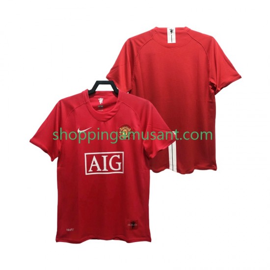Maillot de Foot Manchester United Premier League 2007 Rétro Homme Domicile 2008 Manche Courte
