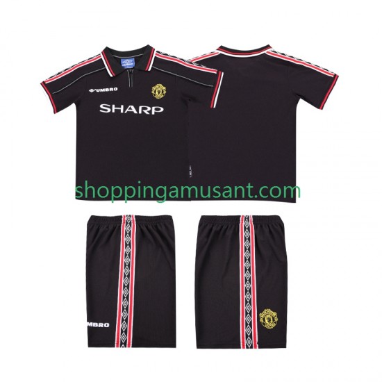 Maillot de Foot Manchester United Rétro Enfant Extérieur 1999 1998 Manche Courte