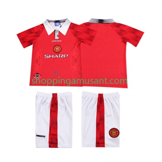 Maillot de Foot Manchester United 1996 1997 Rétro Enfant Domicile Manche Courte