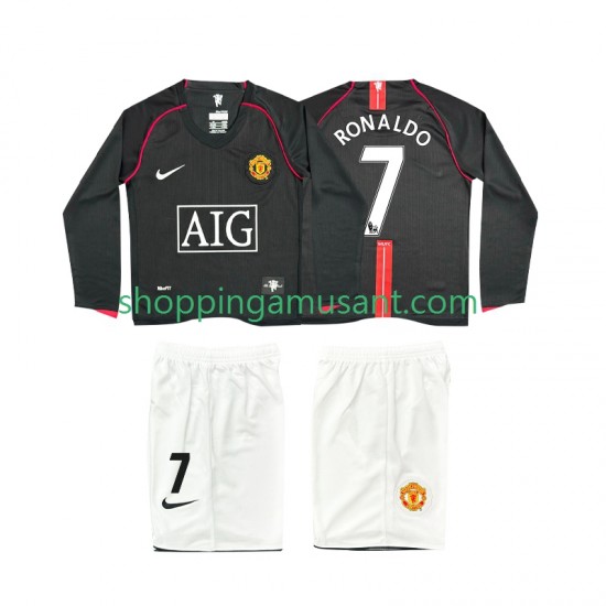 Maillot de Foot Manchester United Ronaldo 7 2007 Rétro Enfant Extérieur 2008 Manche Longue