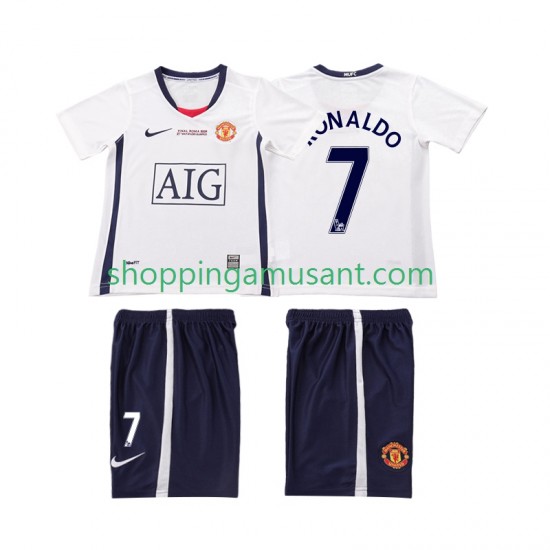 Maillot de Foot Manchester United Ronaldo 7 Champions League 2009 Rétro Enfant Extérieur 2008 Manche Courte