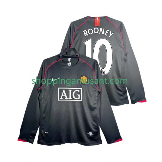 Maillot de Foot Manchester United Rooney 10 2007 Rétro Homme Extérieur 2008 Manche Longue