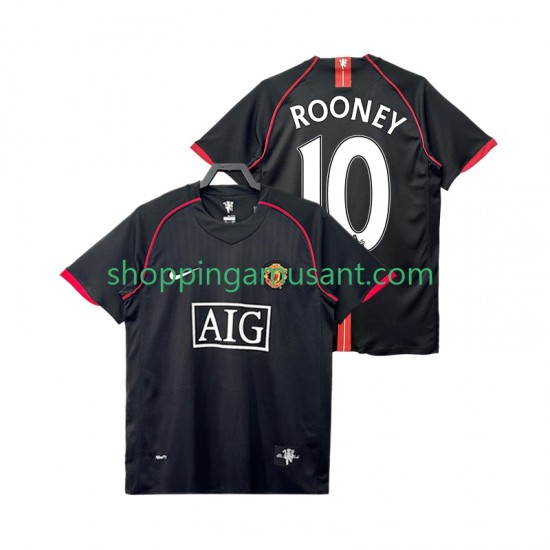 Maillot de Foot Manchester United Rooney 10 2007 Rétro Homme Extérieur 2008 Manche Courte