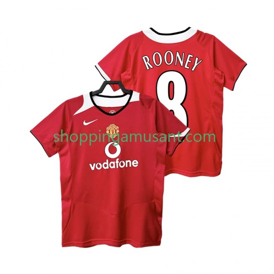 Maillot de Foot Manchester United Rooney 8 2005 Rétro Homme Domicile 2006 Manche Courte