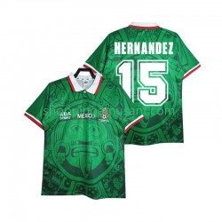 Maillot de Foot Mexique HERNANDEZ 15 Rétro Homme Domicile 1998 Manche Courte