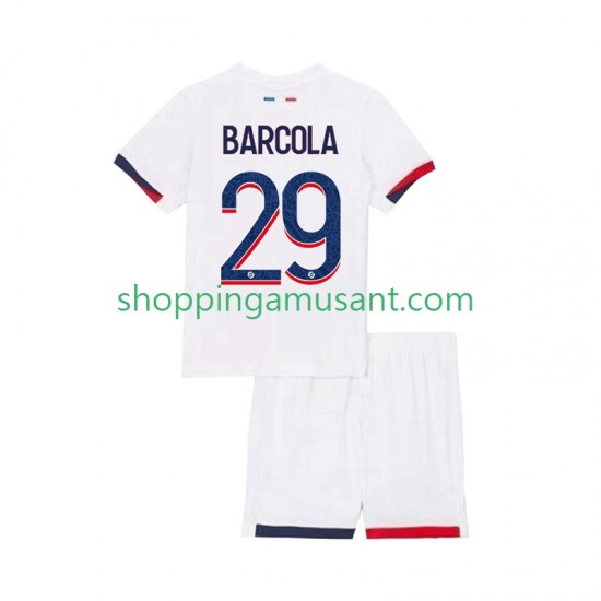 Maillot de Foot Paris Saint-Germain Bradley Barcola 29 Enfant Extérieur 2025-2026 Manche Courte