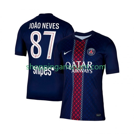 Maillot de Foot Paris Saint-Germain Joao Neves 87 Homme Domicile 2025-2026 Manche Courte