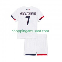 Maillot de Foot Paris Saint-Germain Khvicha Kvaratskhelia 7 Enfant Extérieur 2025-2026 Manche Courte