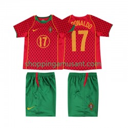 Maillot de Foot Portugal Cristiano Ronaldo 17 Rétro Enfant Domicile 2004 Manche Courte