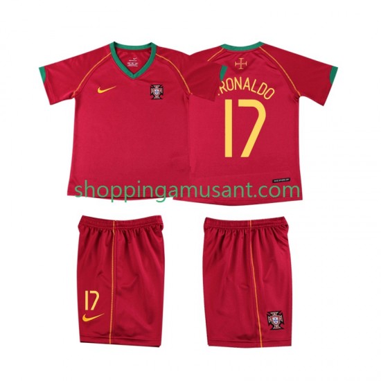 Maillot de Foot Portugal Cristiano Ronaldo 17 Rétro Enfant Domicile 2006 Manche Courte
