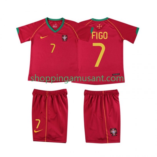 Maillot de Foot Portugal FIGO 7 Rétro Enfant Domicile 2006 Manche Courte