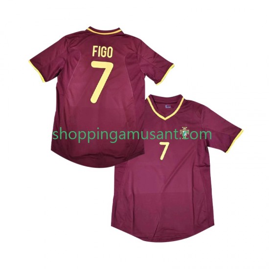 Maillot de Foot Portugal Figo 7 2000 Rétro Homme Domicile Manche Courte