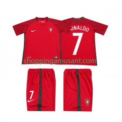 Maillot de Foot Portugal RONALDO 7 2016 Rétro Enfant Domicile Manche Courte
