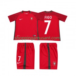 Maillot de Foot Portugal FIGO 7 2016 Rétro Enfant Domicile Manche Courte