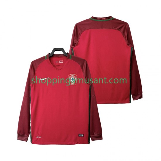 Maillot de Foot Portugal 2016 Rétro Homme Domicile Manche Longue
