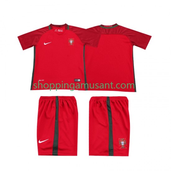 Maillot de Foot Portugal 2016 Rétro Enfant Domicile Manche Courte